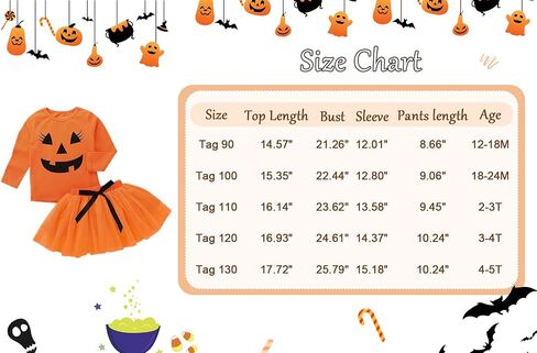 2Pcs Halloween Toddler Baby Girl Smile Pumpkin Tops+Tutu Tulle Skirt Outfits Long Sleeve Clothes in Saudi Arabia
