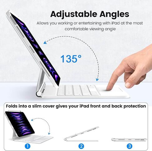 لوحة مفاتيح سحرية متوافقة مع iPad Air 11 بوصة (M2) 2024، وiPad Pro 11 (4th/3rd/2nd/1st)، وApple Magic Keyboard iPad 10.9 بوصة Air 4th/5th Gen مع حامل قلم رصاص، ولوحة مفاتيح ذكية قابلة للطي in Saudi Arabia