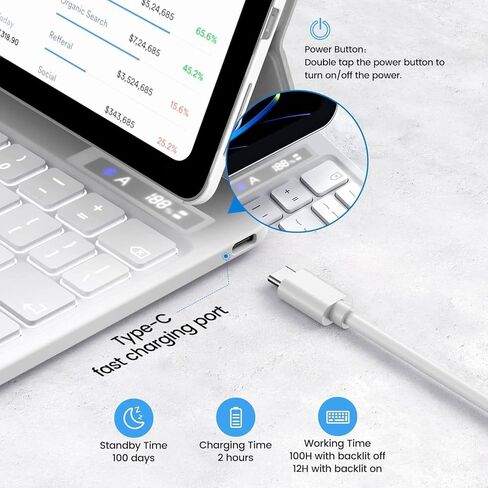 لوحة مفاتيح سحرية متوافقة مع iPad Air 11 بوصة (M2) 2024، وiPad Pro 11 (4th/3rd/2nd/1st)، وApple Magic Keyboard iPad 10.9 بوصة Air 4th/5th Gen مع حامل قلم رصاص، ولوحة مفاتيح ذكية قابلة للطي in Saudi Arabia