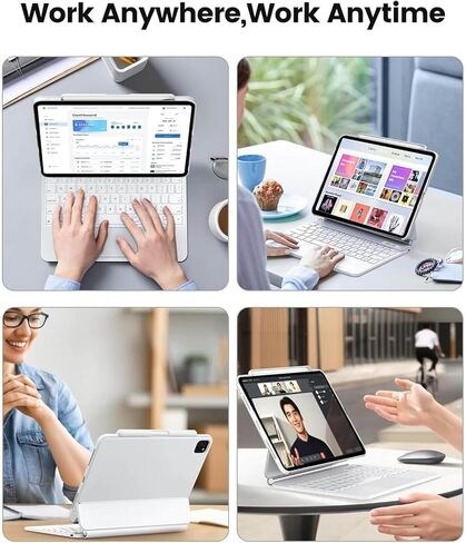 لوحة مفاتيح سحرية متوافقة مع iPad Air 11 بوصة (M2) 2024، وiPad Pro 11 (4th/3rd/2nd/1st)، وApple Magic Keyboard iPad 10.9 بوصة Air 4th/5th Gen مع حامل قلم رصاص، ولوحة مفاتيح ذكية قابلة للطي in Saudi Arabia