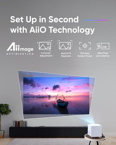 P1000 Short Throw Projector 4K, 2300 ANSI Lumens with H/K Speaker, 180" Big Screen, Auto Focus & Keystone, 4K Gaming Projector 4.2ms Low Latency (Fire TV Stick 4K Max Included) in Kuwait