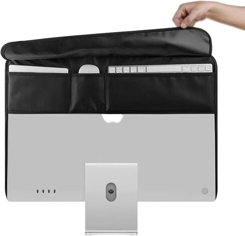Monitor Dust Cover for iMac 24 inch PU Leather Anti-Static Dustproof Protective Cover for LCD/LED/HD Panel Case Computer Sleeve Monitor Dust Cover with Rear Pocket (Cyan, 24inch) in Saudi Arabia