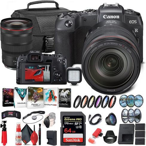 Canon EOS RP Mirrorless Digital Camera with 24-105mm Lens (3380C012) + Canon RF 24-70mm Lens + 64GB Memory Card + Color Filter Kit + Case + Filter Kit + Corel Photo Software + More (Renewed) in Saudi Arabia