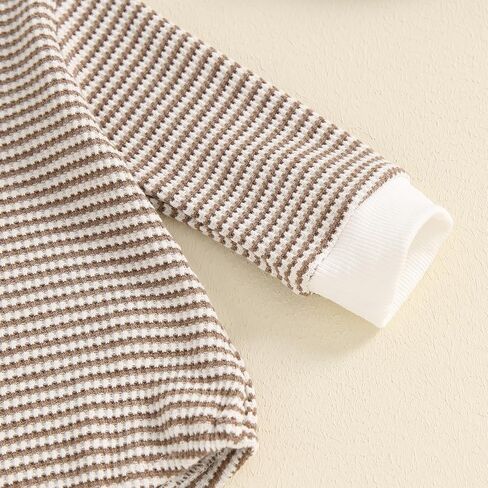 Newborn Baby Boy Girl Long Sleeve Romper Waffle Striped Bubble Oversized Sweatshirt Bodysuit Infant Fall Outfits in Saudi Arabia