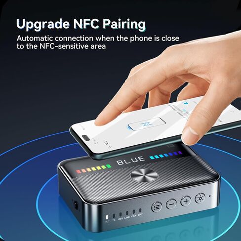 Bluetooth 5.3 Transmitter Receiver 2-in-1 Bluetooth Adapter HiFi Audio Bluetooth Receiver with LED Display and NFC 3.5mm AUX RCA Optical Coaxial USB for PC/TV/Car in Saudi Arabia