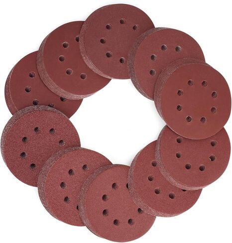 100 PCS 5-Inch 8-Hole Hook and Loop Sanding Discs, Round Hook and Loop Sandpaper for Random Orbital Sander 10 * 60 80 100 120 150 180 240 320 400 600 Grit in Saudi Arabia