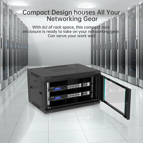 MT-VIKI 6U Wall Mount Server Cabinet Network Rack Vented Enclosure, 0.8mm thick, 17.7'' Deep (450mm), for 19'' IT Equipment, Included 1pcs 10'' Depth Rack Shelf in Saudi Arabia