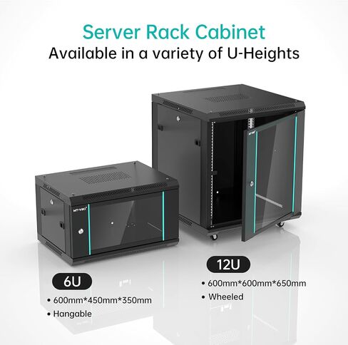 MT-VIKI 6U Wall Mount Server Cabinet Network Rack Vented Enclosure, 0.8mm thick, 17.7'' Deep (450mm), for 19'' IT Equipment, Included 1pcs 10'' Depth Rack Shelf in Saudi Arabia