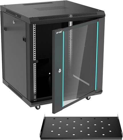 MT-VIKI 6U Wall Mount Server Cabinet Network Rack Vented Enclosure, 0.8mm thick, 17.7'' Deep (450mm), for 19'' IT Equipment, Included 1pcs 10'' Depth Rack Shelf in Saudi Arabia
