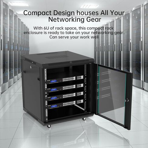 MT-VIKI 6U Wall Mount Server Cabinet Network Rack Vented Enclosure, 0.8mm thick, 17.7'' Deep (450mm), for 19'' IT Equipment, Included 1pcs 10'' Depth Rack Shelf in Saudi Arabia
