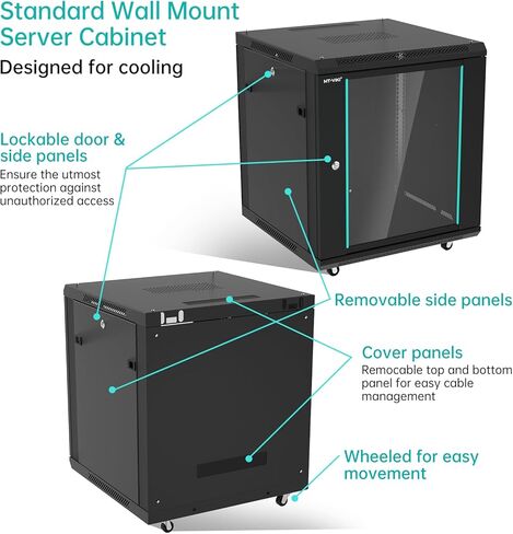 MT-VIKI 6U Wall Mount Server Cabinet Network Rack Vented Enclosure, 0.8mm thick, 17.7'' Deep (450mm), for 19'' IT Equipment, Included 1pcs 10'' Depth Rack Shelf in Saudi Arabia
