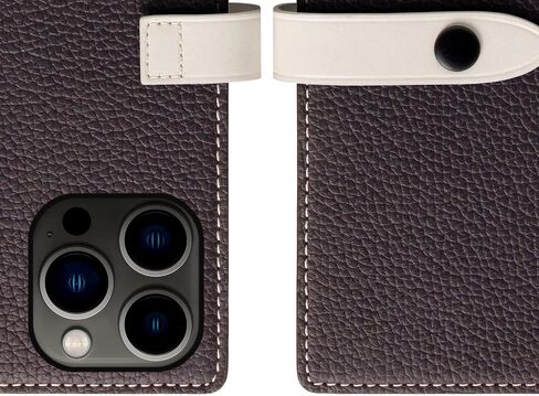 SLG iPhone 12 Pro Max Handcrafted Leather Wallet Case, D8 Full Grain Leather, Diary Flip Cover with Snap Closure, Card Slot Holder with Gift Box (Brown Cream) in Saudi Arabia