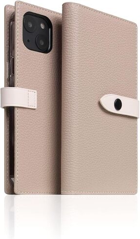 SLG iPhone 12 Pro Max Handcrafted Leather Wallet Case, D8 Full Grain Leather, Diary Flip Cover with Snap Closure, Card Slot Holder with Gift Box (Brown Cream) in Saudi Arabia