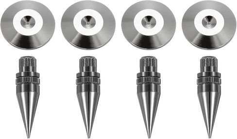 MECCANIXITY 4pcs Black Speaker Spike Kit Shockproof Adjustable Copper Speaker Spike Isolation with Speaker Spikes Pads Mat for Subwoofer CD DVD Audio Amplifier Recorder in Saudi Arabia