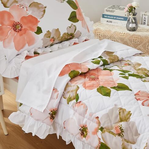 Brandream Toddler Bedding Set Girls Beige Floral Farmhouse Comforter Sheet Set 4 Piece Bed in A Bag Princess Kids Baby Bedding with Fitted Sheet Flat Sheet Pillowcase, Luxury Design in Kuwait