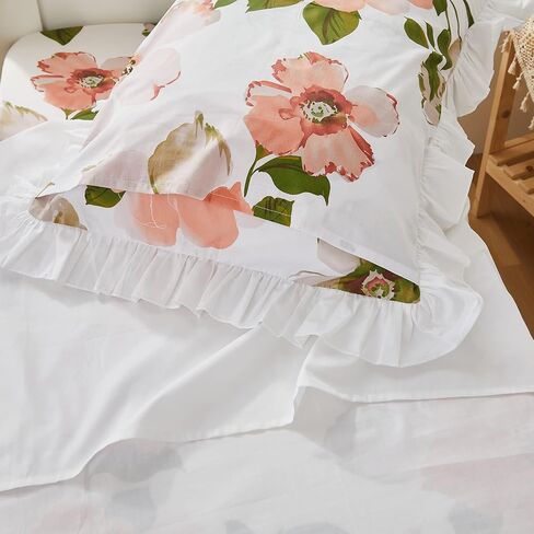 Brandream Toddler Bedding Set Girls Beige Floral Farmhouse Comforter Sheet Set 4 Piece Bed in A Bag Princess Kids Baby Bedding with Fitted Sheet Flat Sheet Pillowcase, Luxury Design in Kuwait