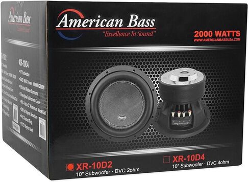 مضخم صوت American Bass XR-10D2 مقاس 10 بوصات مزدوج 2 أوم 2000 وات بحد أقصى 200 أونصة. مغناطيس فردي in Kuwait