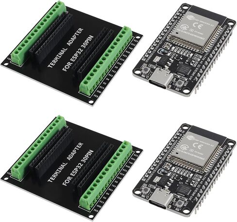 AITRIP 2 Sets ESP-WROOM-32 ESP32 ESP-32S Development Board CP2102 WiFi+Bluetooth Ultra-Low Power Dual Core ESP32-DevKitC-32 ESP-WROOM-32 with ESP32 Breakout Board Shield GPIO 1 into 2 for Arduino in Saudi Arabia