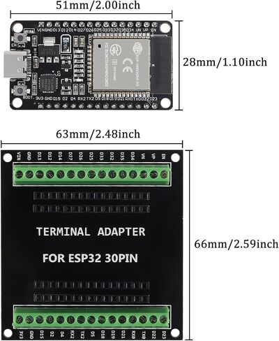 AITRIP 2 Sets ESP-WROOM-32 ESP32 ESP-32S Development Board CP2102 WiFi+Bluetooth Ultra-Low Power Dual Core ESP32-DevKitC-32 ESP-WROOM-32 with ESP32 Breakout Board Shield GPIO 1 into 2 for Arduino in Saudi Arabia