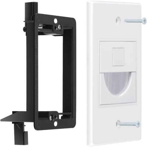 1 Port Keystone Wall Plate White for Modular Insert and Keystone Jack, Brush Cable Pass Through Wall Plates with Low Voltage Mounting Bracket for Cable in Wall Routing, Pack of 2 in Saudi Arabia