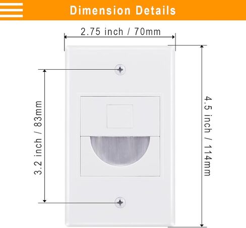 1 Port Keystone Wall Plate White for Modular Insert and Keystone Jack, Brush Cable Pass Through Wall Plates with Low Voltage Mounting Bracket for Cable in Wall Routing, Pack of 2 in Saudi Arabia