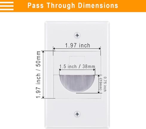 1 Port Keystone Wall Plate White for Modular Insert and Keystone Jack, Brush Cable Pass Through Wall Plates with Low Voltage Mounting Bracket for Cable in Wall Routing, Pack of 2 in Saudi Arabia