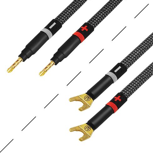 WORLDS BEST CABLES 4 Units - 8 Inch ULTIMATE - 8 AWG - Ultra-Pure OFC - Premium Audiophile HiFi Speaker Jumper Cables with Eminence Gold Banana & Spade Plugs & Carbon Tweed Jacket in Saudi Arabia