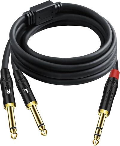 1/4 inch TRS Stereo Y Splitter Insert Cable, Gold Plated Audiowave Series 6.35mm 1/4 inch TRS Male to Dual 6.35mm 1/4 inch TS Male Mono Breakout Cable, Audio Cord (10FT / 1PACK) in Saudi Arabia