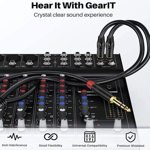 1/4 inch TRS Stereo Y Splitter Insert Cable, Gold Plated Audiowave Series 6.35mm 1/4 inch TRS Male to Dual 6.35mm 1/4 inch TS Male Mono Breakout Cable, Audio Cord (10FT / 1PACK) in Saudi Arabia