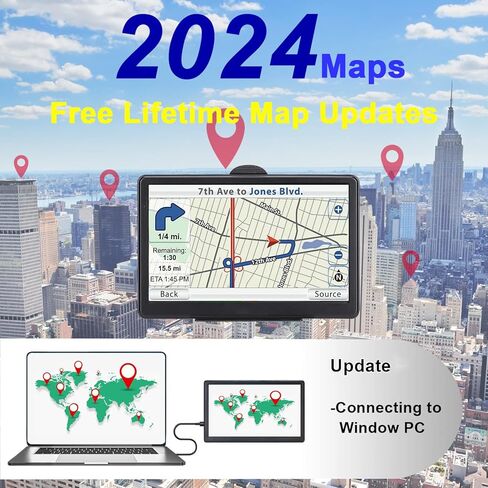 نظام تحديد المواقع العالمي للسيارة، أحدث خريطة لعام 2024، شاشة لمس 7 بوصات، نظام تحديد المواقع العالمي للسيارة سعة 256-16 جيجابايت، توجيه اتجاه الانعطاف الصوتي، دعم السرعة وتحذير الضوء الأحمر، خريطة مدى الحياة لأمريكا الشمالية مثبتة مسبقًا، تحديث مجاني... in Kuwait