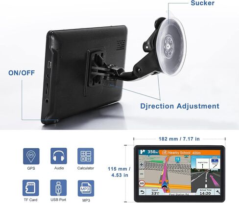 نظام تحديد المواقع العالمي للسيارة، أحدث خريطة لعام 2024، شاشة لمس 7 بوصات، نظام تحديد المواقع العالمي للسيارة سعة 256-16 جيجابايت، توجيه اتجاه الانعطاف الصوتي، دعم السرعة وتحذير الضوء الأحمر، خريطة مدى الحياة لأمريكا الشمالية مثبتة مسبقًا، تحديث مجاني... in Kuwait