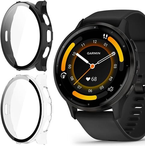 Compatible for Garmin Venu 3S Case, Lamshaw Hard PC Case with Screen Protector Compatible for Venu 3S 41mm / Venu 3 45mm Smartwatch (Venu 3S 41mm, 2 Pack-Black+Black) in Saudi Arabia