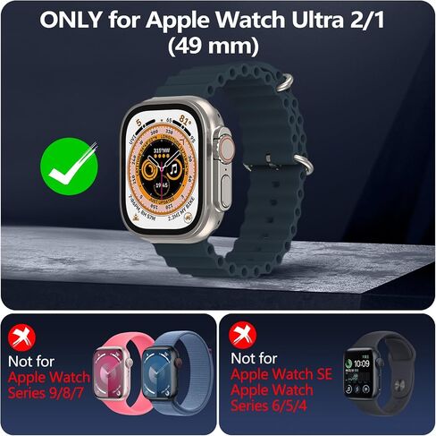 Compatible for 49mm Apple Watch Ultra 2 Screen Protector [Full Screen Protection], [Touch Sensitive] 9H Tempered Glass with Titanium Alloy Frame Keep Original Slim Protective Cover Black in Saudi Arabia