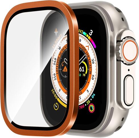 Compatible for 49mm Apple Watch Ultra 2 Screen Protector [Full Screen Protection], [Touch Sensitive] 9H Tempered Glass with Titanium Alloy Frame Keep Original Slim Protective Cover Black in Saudi Arabia