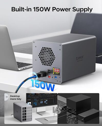 حاوية محرك الأقراص الصلبة ORICO USB 3.0 4 Bay تدعم 8 أوضاع RAID لمحرك الأقراص الثابتة مقاس 3.5 بوصة بحد أقصى يصل إلى 88 تيرابايت للتخزين الخارجي المباشر المرفق، والنسخ الاحتياطي للتوسيع (سبائك الألومنيوم)-9848RU3 in Saudi Arabia