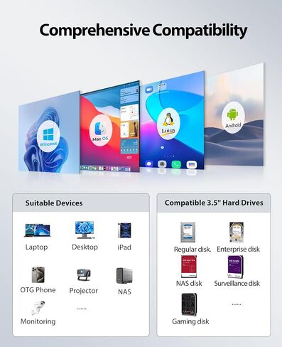 حاوية محرك الأقراص الصلبة ORICO USB 3.0 4 Bay تدعم 8 أوضاع RAID لمحرك الأقراص الثابتة مقاس 3.5 بوصة بحد أقصى يصل إلى 88 تيرابايت للتخزين الخارجي المباشر المرفق، والنسخ الاحتياطي للتوسيع (سبائك الألومنيوم)-9848RU3 in Saudi Arabia