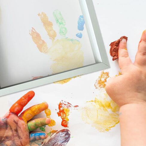 Moteizho Family Handprint Kit DIY Handmade Keepsake Vintage Wooden Frame Endless Gift Set 6 Paint Colors Transparent Sheets (Brown) in Saudi Arabia