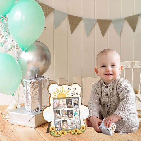 Baby's First Year Photo Frame Disply Board, 12 Months Newborn Photo Frame, Cute Bear Shape Baby Photo Frame, 1st Birthday Baby Keepsake, Fits 1.5 * 2.1 IN Photo in Saudi Arabia