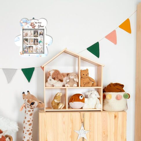 Baby's First Year Photo Frame Disply Board, 12 Months Newborn Photo Frame, Cute Bear Shape Baby Photo Frame, 1st Birthday Baby Keepsake, Fits 1.5 * 2.1 IN Photo in Saudi Arabia