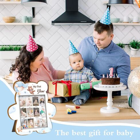 Baby's First Year Photo Frame Disply Board, 12 Months Newborn Photo Frame, Cute Bear Shape Baby Photo Frame, 1st Birthday Baby Keepsake, Fits 1.5 * 2.1 IN Photo in Saudi Arabia