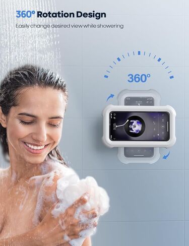 Lamicall Shower Phone Holder Waterproof - 480° Rotatable Wall Mount Case | Retractable Adjustable, Bathroom iPhone Stand Holder, Fog Resistant Bath Shower Accessories for Dorm Room, 4"-7" Phones in Saudi Arabia