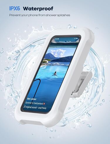 Lamicall Shower Phone Holder Waterproof - 480° Rotatable Wall Mount Case | Retractable Adjustable, Bathroom iPhone Stand Holder, Fog Resistant Bath Shower Accessories for Dorm Room, 4"-7" Phones in Saudi Arabia