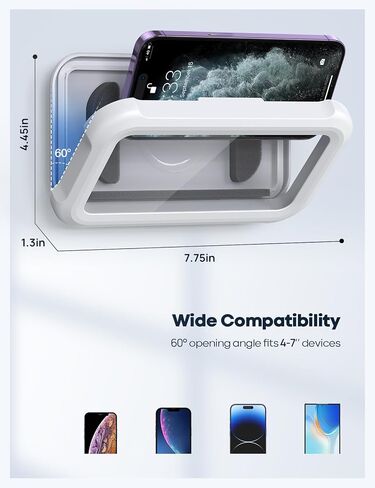 Lamicall Shower Phone Holder Waterproof - 480° Rotatable Wall Mount Case | Retractable Adjustable, Bathroom iPhone Stand Holder, Fog Resistant Bath Shower Accessories for Dorm Room, 4"-7" Phones in Saudi Arabia
