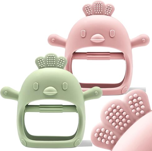 2 Pack Baby Teething Toys for 0-6 & 6-12 Months, Food Grade Silicone Teething Mitten Anti-Drop Wrist Hand Teether, BPA Free, One-Piece, CPC Certified Baby Chew Toys for Sucking Needs in Saudi Arabia