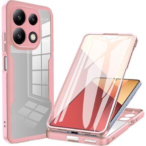 360°All-Inclusive Case for Xiaomi Redmi Note 13 Pro 4G (Not 5G), [Built in Screen Protector] Dual Layer Full Body Shockproof Dustproof Clear Phone Case for Xiaomi Redmi Note 13 Pro 4G QB-Black