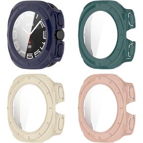 [4 Pack] for Samsung Galaxy Watch Ultra 47mm Screen Protector Case with Tempered Glass, Hard PC Bumper Protective Case Face Cover for Samsung Galaxy Watch 7 Ultra