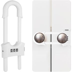 1 Packs Sliding Cabinet Locks, Baby Proofing U-shaped Child Safety Latches Adjustable White Locks For Handles Knobs Drawers - Black