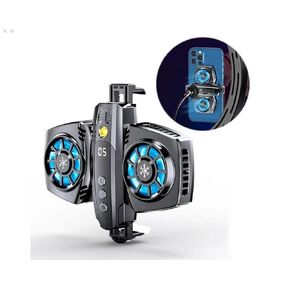 Phone Cooler for Tiktok Live Streaming, Mobile Gaming.Fast Cooling Cell Phone Refrigerator with Customized RGB Lighting, LED Temperature Display，Dual core cooler,