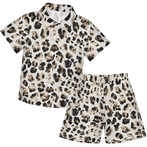 visesunny Toddler Little Boys Short Sleeve T-Shirt Beach Shirts for Kids Printed Casual Shorts Set Summer Clothes Outfits