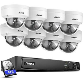 نظام كاميرا ANNKE H800 4K 16CH PoE، H.265+ 12MP NVR مع 8 كاميرات IP للأمان على شكل قبة، كشف حركة AI، صوت، محرك أقراص ثابتة 4 تيرابايت، رؤية ليلية ملونة، IP67 مقاوم للطقس IK10 مقاوم للتخريب، وليس PTZ